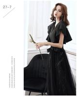 Vestido de Gala Negro Elegante Largo, Delgado, Estilo Francés, Lujo Ligero, Vestido de Niche de Alta Gama Perfecto para Reuniones Anuales, Exámenes de Arte - details 8