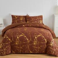 Sábana de microfibra [juego de 3 piezas] - Juego de cama con estampado de mármol y cierre de cremallera, 2 fundas de almohada y una funda nórdica - details 2