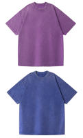 Vintage deslavazado del mismo estilo para hombres y mujeresTCamiseta Casual suelta calleTTop de manga corta de fitness - details 3
