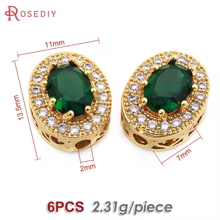 Cuentas de Espaciador Ovaladas de Bronce Dorado 18K Material de Joyería DIY de Alta Calidad - 1