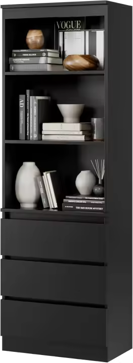 Estantería de Madera de 180cm con 3 Cajones Ideal para Oficina, Salón Organizador de Documentos, Archivadores, Carpetas, Libros - 1