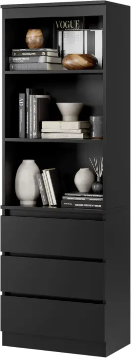 Estantería de Madera de 180cm con 3 Cajones Ideal para Oficina, Salón Organizador de Documentos, Archivadores, Carpetas, Libros - 1