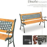 Banco de Jardín Exterior, Madera Lacada y Hierro Fundido, Diseño Elegante, Resistente y Estable, Patio y Terraza - Cruzado - details 4