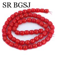 Tubo de columna de 6x6mm, Coral de bambú de mar Natural rojo, cuentas espaciadoras sueltas para hacer joyas DIY, 15 pulgadas - details 5