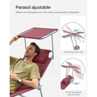 Silla de Sentado al Aire Libre Ajustable Plegable, 193 x 53 x 29 cm, Capacidad de 150 kg, con Parasol, reposacabezas, Respaldo - details 13