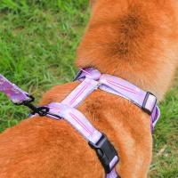 Conjunto de correa y arnés reflectante duradero para perros, arneses transpirables antiescape para gatos, chaleco ajustable con diseño Floral para mascotas, entrenamiento nocturno - details 1