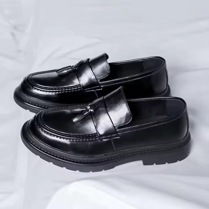 Zapatos de vestir de diseñador para hombre, zapatos casuales de cuero de fibra ultrafina: cabeza alta, fácil de usar, aumento de altura, nuevo estilo grande - 1
