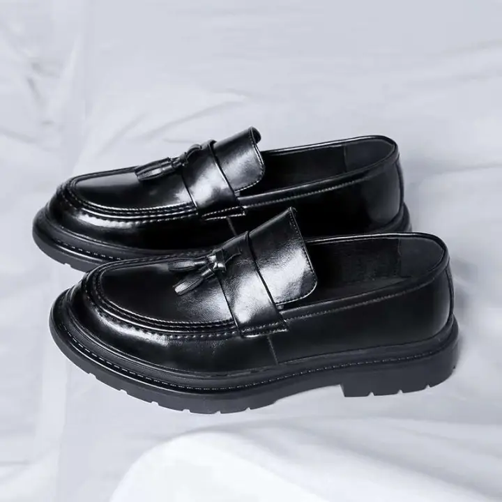 Zapatos de vestir de diseñador para hombre, zapatos casuales de cuero de fibra ultrafina: cabeza alta, fácil de usar, aumento de altura, nuevo estilo grande - 1