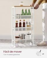Carro de 4 Niveles, Carro Estrecho de Cocina con Ruedas, con Asa, para Espacio Reducido, 22 x 45,4 x 77 cm, para Cocina, Baño, Salón, Estudio, Marrón Rústico y Negro LRC033B01 - details 29