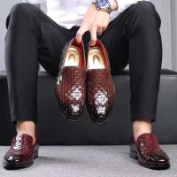 Zapatos casuales italianos del vestido de la PU marrón coreano, mocasines de cuero genuino de los zapatos de los hombres de los deportes - details 0