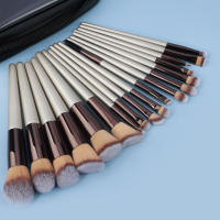 Juego de 18 Pinceles de Maquillaje Bolsa Portátil de Oro Champán con Pinceles de Sombras de Ojos y Cabello Suave - details 2