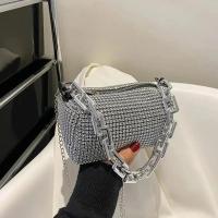 Bolso tipo cubo con diamantes de imitación de versión completa, bolso con bola de cadena brillante, mini bolso cruzado para mujer - details 11