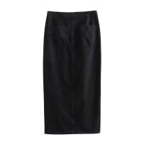 BUNO-Conjunto de 2 piezas para mujer, chaleco vaquero azul y falda Midi, elegante, informal, coordenadas, falda Midi dividida de vaquero con doble botonadura adelgazante de cintura alta para mujer - details 7