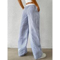 Pantalones de pierna ancha tejidos a rayas informales para mujer Otoño Invierno 2024 pantalones informales elegantes de longitud completa ropa Y2K ropa de calle - details 1