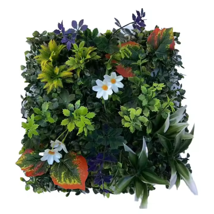 Panel de pared de plantas artificiales DIY, flor de girasol, alfombra de eucalipto artificial, 25*25cm, hoja de planta de arce de simulación verde - 1