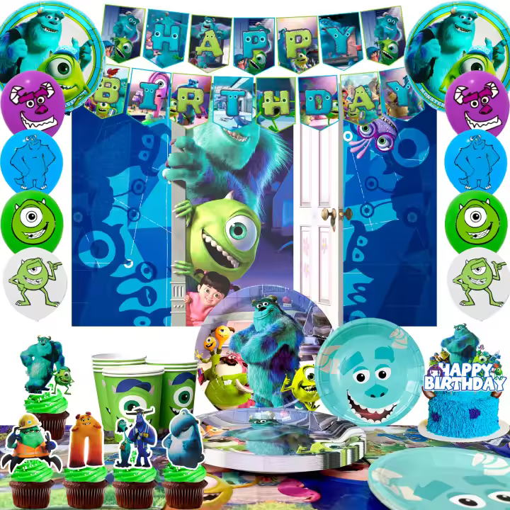 Decoraciones de Fiesta Monsters Inc Juego de Vajilla y Globos para Cumpleaños - 1