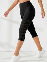 Yoga hasta los bolsillos laterales de la pantorrilla para mujer, polainas de alta elasticidad de color sólido, pantalones de entrenamiento con control del vientre - details 0