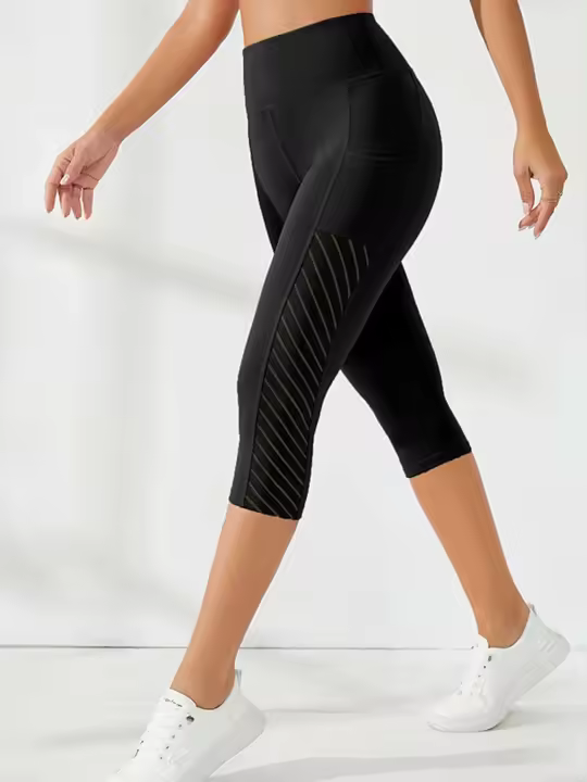 Leggings de Yoga para Mujeres Color Sólido, Alta Elasticidad, Bolsillos Laterales hasta la Cota de Rodilla, Control de Barriga - 1