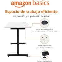 Escritorio simple para oficina en casa, escritorio para PC, parte superior blanca y marco negro, rectangular, fácil de montar, 120 x 60 x 73,6 cm - details 3