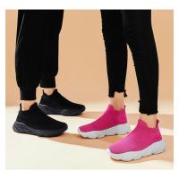 Zapatos Deportivos Con Plataforma A La Moda Para Hombre, Zapatillas Informales De Punto Rojo De Alta Calidad, Zapatillas Para Correr Ligeras Y Transpirables Sin Cordones Para Hombre - details 8