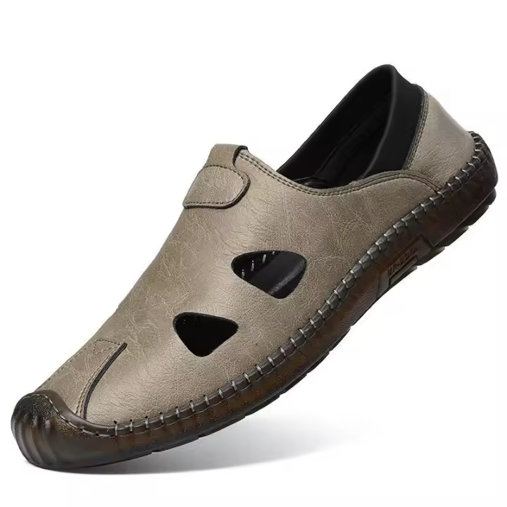 Zapatos de hombre 2025 nuevo verano hueco transpirable con agujeros, zapatos Oxford con suela antideslizante, zapatos de conducción transpirables, zapatos casuales de cuero para hombre - 1
