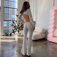 BUNO-Pantalones acampanados lisos básicos informales para mujer Y2K, pantalones ajustados de cintura baja con corte de bota, moda de otoño y primavera 2024, ropa de calle para mujer - details 11