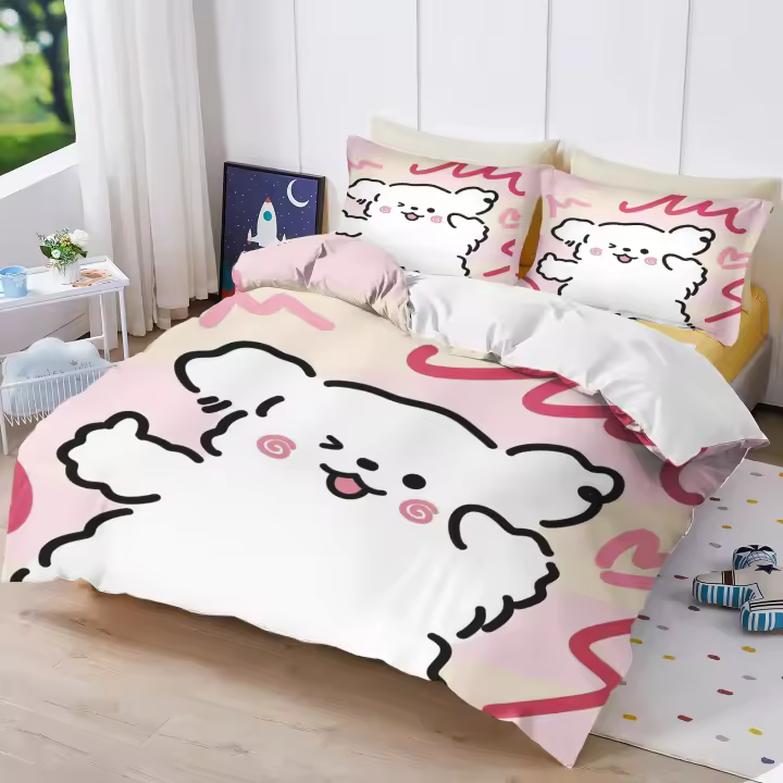 Funda de Edredón de Cachorro 3D Estampado Lindo para Habitación de Niños y Adultos - 1