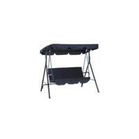 Jardín de Exterior de 2 Plazas Silla Balancín con Parasol Techo Ajustable en Ángulo Terraza Balcón Exterior Carga 200 kg 172x110x155 cm Negro - details 15