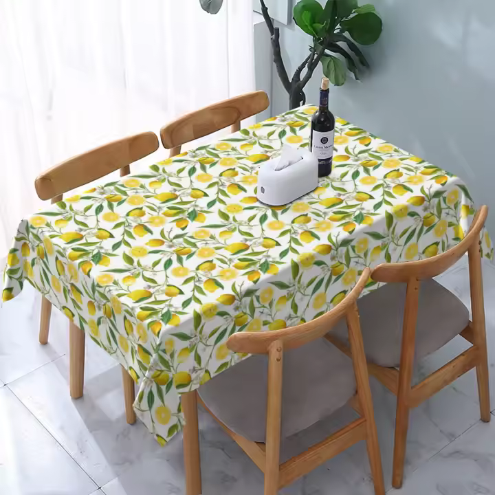 Mantel rectangular con hojas de árbol de limón, mantel antiarrugas, impermeable, paño limpiable, decoración de mesa para el hogar - 1