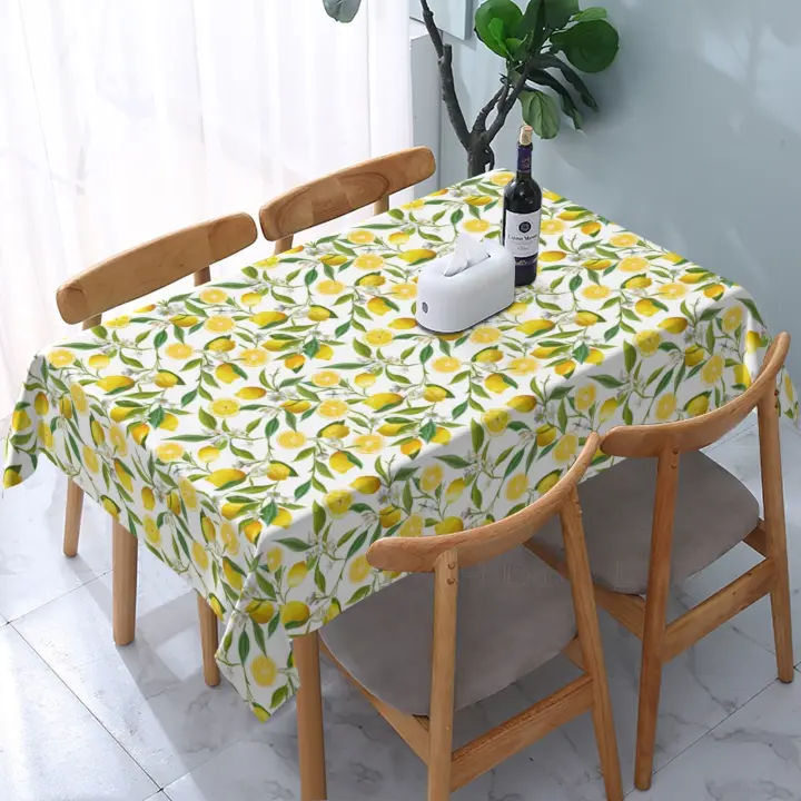 Mantel rectangular con hojas de árbol de limón, mantel antiarrugas, impermeable, paño limpiable, decoración de mesa para el hogar - 1