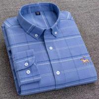 Camisa de manga larga de algodón puro para hombre, ropa bordada de negocios informal, Color sólido, primavera y otoño - details 7