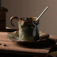Juego de Taza de Café de Cerámica Plisada de Lujo Ligero Japonés con Platillo Taza de Café de Forma Exquisita Creativa - details 4