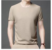 Polo de manga corta para hombre, camiseta de manga corta de algodón con cuello redondo y empalme a la moda de Polot liso con gofres, para uso diario - details 6