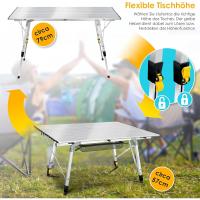 Mesa Plegable para Acampar, Mesa de Camping con Marco de Aluminio, Tablero Enrollable, Mesa Plegable con Ajuste de Altura Incl. Bolsa de Transporte con Correa, 120 x 70cm - bis 30 kg - details 3