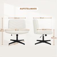 Piernas Cruzadas con Función Mecedora, Ancha Sila de Escritorio para Juegos, Silla de Maquillaje sin Brazos para Casa, Marfil - details 2