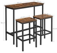 Juego de Mesa y Taburetes de Bar Mesa de Desayuno de Acero con 2 Taburetes - details 2