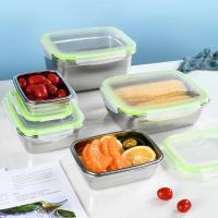 Caja Rectangular de acero inoxidable 304 para mantenimiento fresco, contenedor de almacenamiento de alimentos a prueba de fugas con tapa sellada, fiambrera para horno - details 3