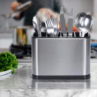1 soporte para utensilios de acero inoxidable, resistente a la oxidación, duradero con compartimentos independientes para tenedores, cuchillos, cucharas y palillos, organizador moderno de utensilios de cocina, artículo de regalo ideal, soporte para utensi - details 6
