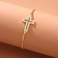 Pulsera de Cruz hueca con incrustaciones de cobre Simple para mujer, regalo de joyería, adorno de fiesta de navidad - details 2