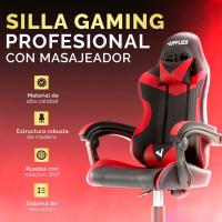 Silla de Juegos Profesional con Masajeador Ergonómica de Oficina con Altura Ajustable y Respaldar Rebotable - details 40