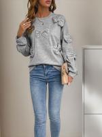 Sudadera de Moda Harajuku para Mujer Cuello Redondo, Ajuste Suelto, Algodón Gris - details 6