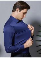 Camisa de manga larga para hombre, vestido informal elegante con botones, color liso en blanco y negro, elástico, a la moda, novedad de 2024 - details 4