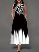 Women's Boho Long Dress Elegant Sleeveless Floral Print Casual Beach Party Summer Dress - details 1