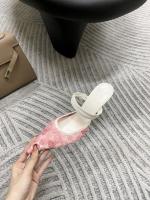 Nuevos tacones altos puntiagudos, hilo de malla para mujer, una palabra con boca ligera, cabeza de bolso estilo hada de moda, medias zapatillas. - details 29