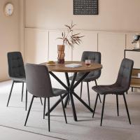 Juego de Comedor de Mesa Redonda 100cm con 4 Sillas Conjunto de Mesa y Sillas de Comedor, Cocina y Salón (Madera Oscura+Marrón Claro (PU)) - details 54