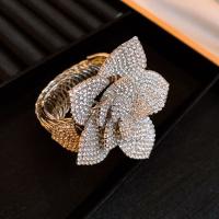 Brazalete de flores brillantes, cadena para el brazo, brazalete ajustable con diamantes de imitación, pulseras de aleación de cristal, brazalete de flores para la parte superior del brazo, para fiesta - details 6