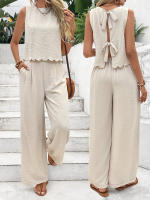 Conjunto de pantalones informales sin mangas para mujer, camiseta sin mangas, moda de verano 2025, nuevo estilo - details 1