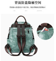 Mochila informal vintage de cuero PU para mujer, morral pequeño de viaje a la moda, color verde y negro - details 5