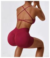 Shorts de Yoga de Cintura Alta Ajuste Ajustado para Abdomen y Cadera Material de Nylon - details 4