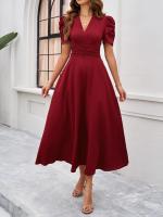 Vestido Largo de Verano 2025 - Elegante Vestido Tea con Escote en V y Manga Mariposa, Talle Alto Ajustable, Tejido Ligero para Vacaciones y Playa, Moda Femenina Miravia - details 15